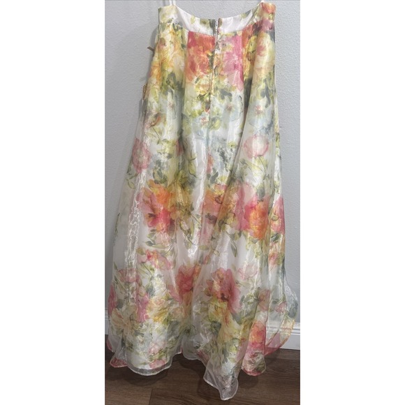 City Studio Floral Hi Lo Skirt with Sheer Overlay Size 1 Say Yes Prom Macy's - Picture 3 of 13